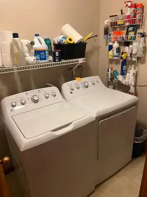 a white washer and dryer in a kitchen at Indian Hills Gem Awaits in Truckee