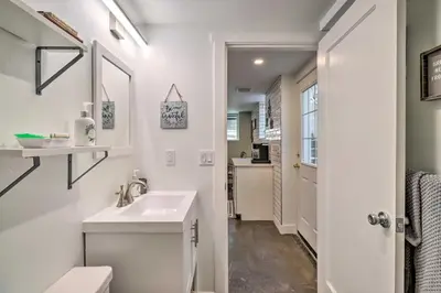 a bathroom with a sink and a toilet at Ski and Hike Cozy Dtwn Reno Studio with Fireplace in Reno