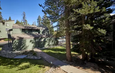 a house with a tree in the yard at St Anton Condos #49 condo in Mammoth Lakes