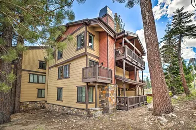 an exterior view of a house with trees at Luxe Mountain Home in Village, Steps to Gondola! in Mammoth Lakes