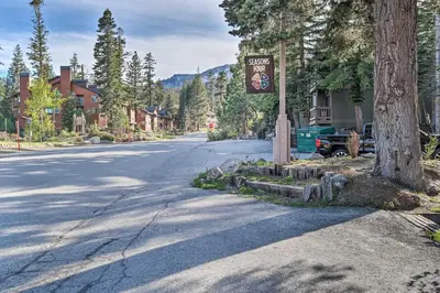 a street with a sign on the side of the road at Elegant Mountain-View Condo Less Than 1 Mi to Lifts! in Mammoth Lakes