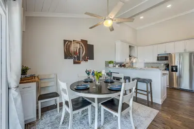 a kitchen and dining room with a table and chairs at Casa Azul in Incline Village