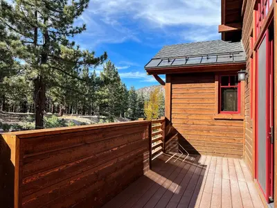 a wooden fence on the side of a house at Graystone #2024 home in Mammoth Lakes
