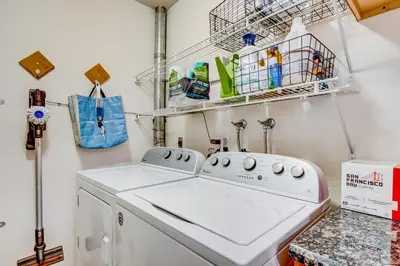 a laundry room with a washer and dryer at Incline Village Charmer in Incline Village