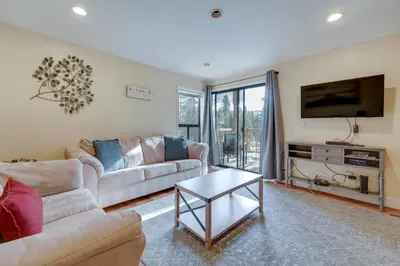 a living room with a couch and a table at Less Than 3 Mi to Lake Tahoe Incline Village Condo! in Incline Village