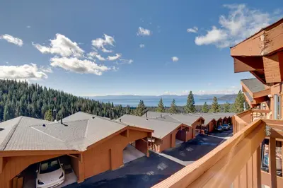 an aerial view of a row of buildings at Steps to Diamond Peak Incline Village Condo in Incline Village
