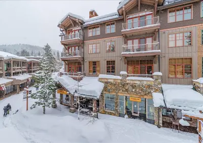 a large building with snow on the ground at Northstar Village Condo Walk to Lifts 2 Full BA Excellent Location Hot-Tubs in Truckee