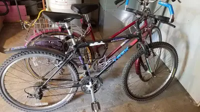two bikes are parked next to each other at Modern lofty studio in Midtown / Charming Old SW in Reno