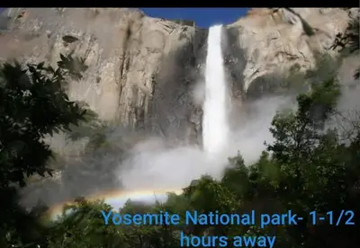 a waterfall in the middle of a mountain at Chateau Sunnyside in Fresno