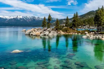 a view of a lake with mountains in the background at Lake Views in 3bdr Family Home w/ Hottub in South Lake Tahoe