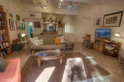 a living room with a couch and a coffee table at Sugar PIne home in Incline Village
