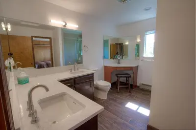 a bathroom with a sink and a toilet at The Heights home in Zephyr Cove